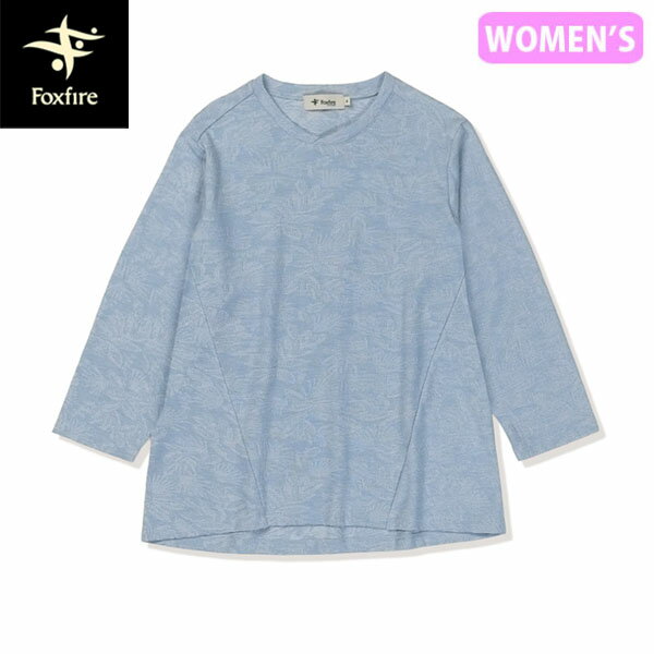 フォックスファイヤー Foxfire レディース 7分袖Tシャツ TSアイランドFJQクルー 7/S フェードブルー 速乾 花柄 FOX8215672052