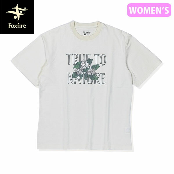 乐天商城 - フォックスファイヤー Foxfire レディース 半袖Tシャツ TSフラワーTTN T S/S オフホワイト 花柄 ロゴT ストレッチ FOX8215681002