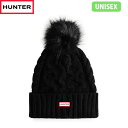 国内正規品 ハンター HUNTER ニット帽 HR10081 BLK ブラック 黒 ケーブルニット ビーニー ポンポン付き メンズ レディース ユニセックス H...