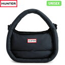 国内正規品 ハンター HUNTER ホーボーバッグ ハンドバッグ ユニセックス フレイムド パファー ミディ ホーボー UBX3712KBM BLACK 半月型 通勤 HURUBX3712KBMBLK