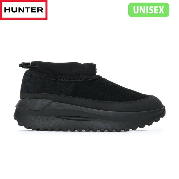 国内正規品 ハンター HUNTER スニーカー ユニセックス 耐水 フリース 秋冬 グリップ UFF7159LEA BLK トラベル フローリサイクル スエードトレーナー BLACK HURUFF7159LEABLK