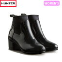 ハンター 国内正規品 ハンター HUNTER レインブーツ 長靴 レディース 防水 レイン 梅雨 WFP1012NRG BLK ブラック 黒 レディース リファインド グロス ミッド ヒール ブーツ HURWFP1012NRGBLK