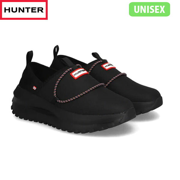 国内正規品 ハンター HUNTER スニーカー スリッポン UFF3118NRS-BLK ユニセックス メンズ レディース イン/アウト フロー リップストップ スリッポン ブラック 軽量 通気性 HURUFF3118NRSBLK