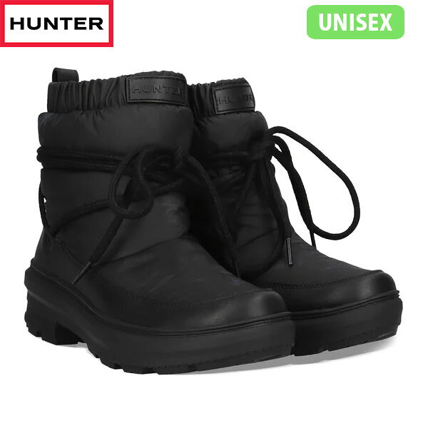 国内正規品 ハンター HUNTER ユニセックス メンズ レディース ウィンターブーツ シティ リベル ミッド パフド レース ブーツ BLACK ブラック 黒 雪 冬 UFS7111WWU-BLK HURUFS7111WWUBLK