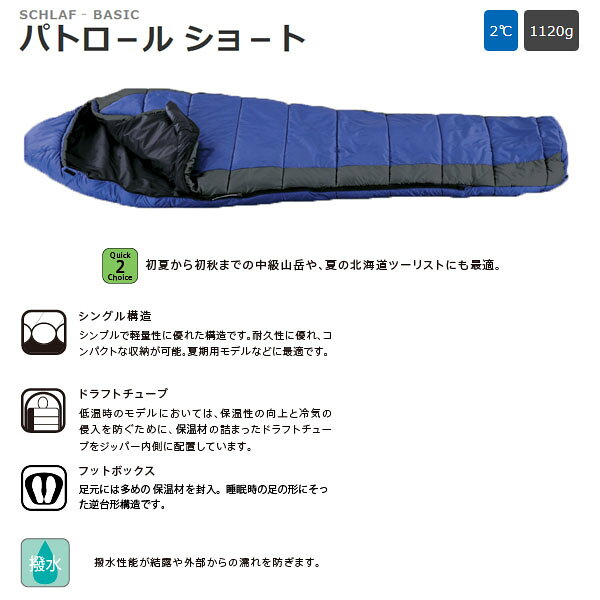 イスカ ISUKA 寝袋 シュラフ パトロール ショート ロイヤルブルー マミー型 夏 春 秋 キャンプ 登山 アウトドア 117212 ISU117212 reweb-10177901 Retailer リテイラー サンプル画像2