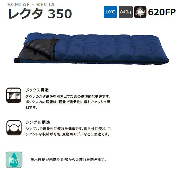 イスカ ISUKA 寝袋 シュラフ レクタ 350 ネイビーブルー 封筒型 夏 キャンプ 登山 ...