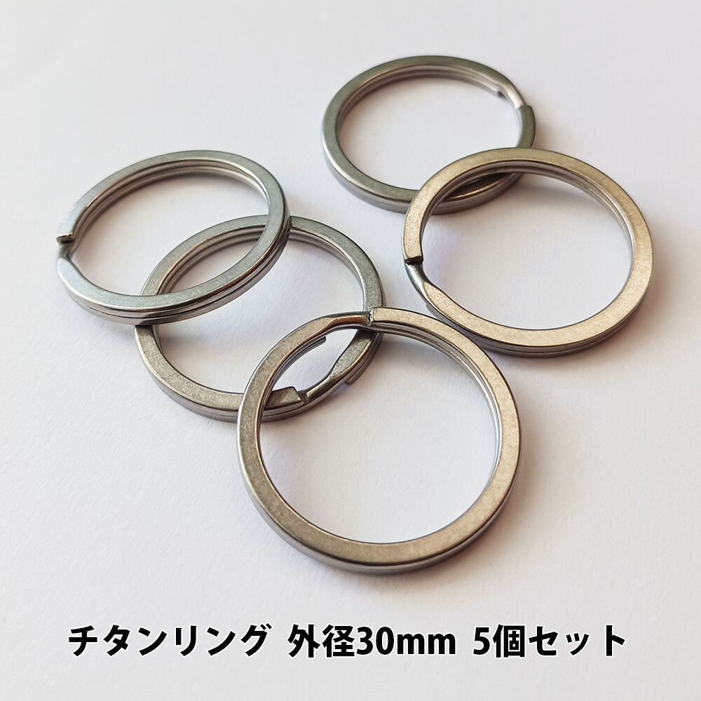 チタンリング 外径30mm 5個セット【KAN002407×5】キーホルダー キーリング パーツ 軽量 アウトドア チ..