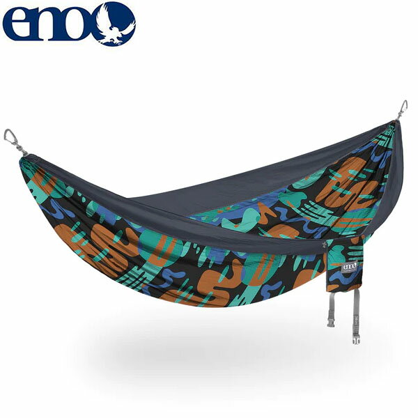 イーノ ENO ハンモック 1人用 2人用 DoubleNest Hammock Prints Lagoon/Charcoal DNP216 キャンプ ピクニック アウトドア ENO0811201019711