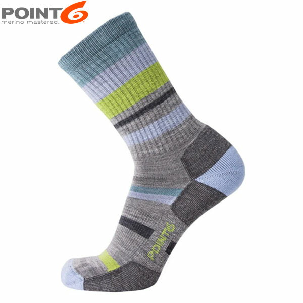 POINT6 �ݥ����6 ��� ��ǥ����� ���� ���å��� ���Υ����� Hiking Mixed Stripe Light Crew Stone ����� ��...