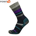 POINT6 ポイント6 メンズ レディース 靴下 ソックス メリノウール Hiking Mixed Stripe Medium Crew DarkNavy 中...