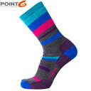 POINT6 ポイント6 メンズ レディース 靴下 ソックス メリノウール Hiking Mixed Stripe Medium Crew Imperial 中...