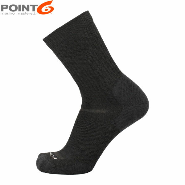 Rakuten - POINT6 ポイント6 靴下 ソックス CLASSIC Extra Light 3/4 Crew Black メリノウール 足裏クッション P62625BLA