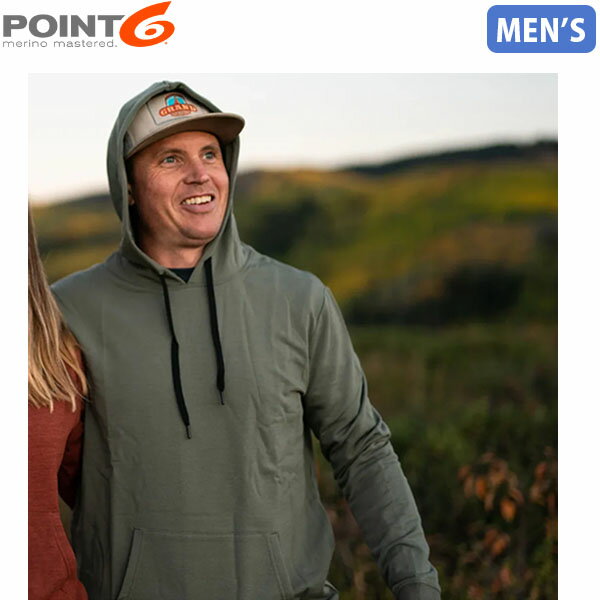 Rakuten - POINT6 ポイント6 メンズ フーディー パーカー Men's Livin' It Merino Hoodie Dusty Olive メリノウール 防臭 P64001DOLV