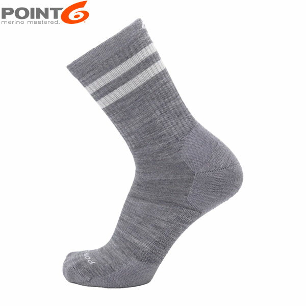 樂天商城 - POINT6 ポイント6 靴下 ソックス Retro Stripe Extra Light 3/4 Crew Stone/White メリノウール 足裏クッション P66330STNWHT