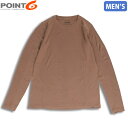 POINT6 ポイント6 メンズ ベースレイヤー インナー Men's Base Layer Long Sleeve Mid-Weight Crew Neck Top Tan メリノウール P68001TAN