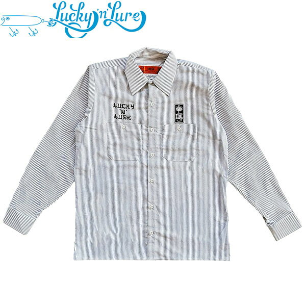 ラッキールアー ワークシャツ 「幸運」 LS REMAKE STRIPE WORK SHIRTS CHA x WHT Lucky‘n’Lure LuckyLure Z-SOALL225008SCHA