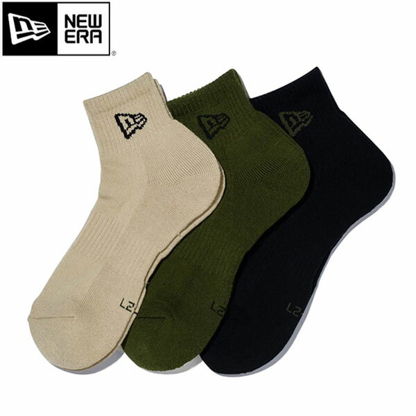 ニューエラ NEW ERA 靴下 ソックス SOCKS アンクル 3ペア 3足セット ユニセックス メンズ レディース ブラック/オリーブ/カーキ Z-NER14518189