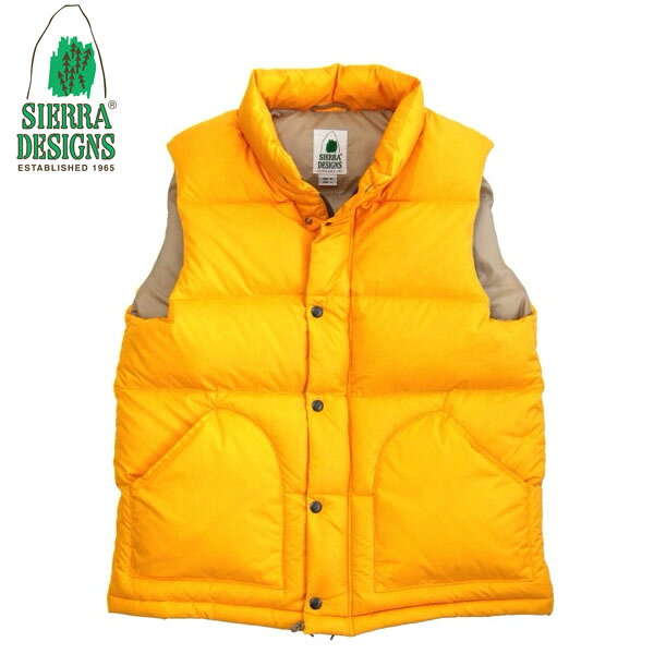 Rakuten - シェラデザインズ メンズ レディース ジップ ダウン ベスト DOWN VEST Yellow SIERRA DESIGNS タウンユース カジュアル Z-SER821004YELLOW