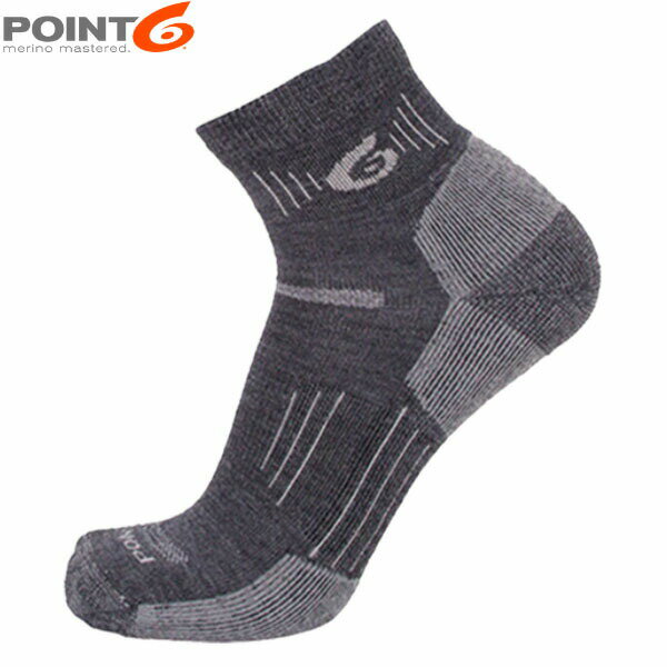 乐天商城 - POINT6 ポイント6 靴下 ソックス Hiking Essential Medium Mini Crew Gray 中厚手 ミディアムクッション ミニクルー P62532GRY