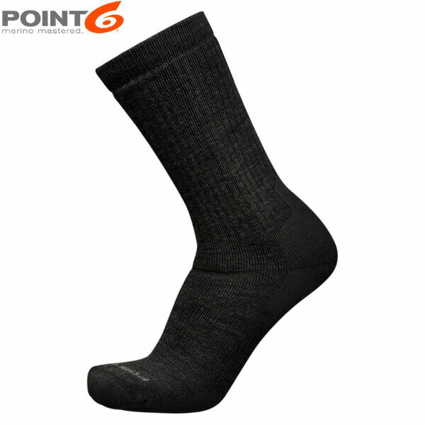 服饰 - POINT6 ポイント6 靴下 ソックス Classic Casual Medium Crew BLACK 中厚手 ミディアムクッション クルー丈 P62630BLA