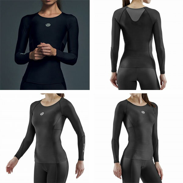 Retailer リテイラーのスキンズ SKINS SERIES-3 レディース トップス ロングスリーブ ブラック コンプレッションウェア スポーツウェア トレーニングウェア SKI18221310019｜アングル2