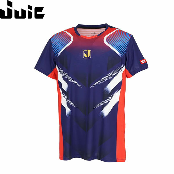 Men'S Wear - ジュウイック JUIC 卓球ウェア ゲームシャツ ユニセックス JUIC ル・コンテ (男女兼用) ネイビーレッド JUC5678NR