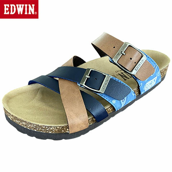 樂天商城 - エドウィン EDWIN サンダル メンズ フットベット サックス EW9166 カジュアル シューズ EDWEW9166506