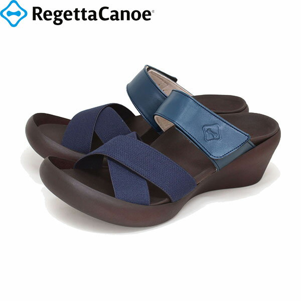 リゲッタカヌー サンダル レディース クロスベルトウェッジサンダル ネイビー RegettaCanoe RGTCJLW5524ANVY