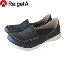 リゲッタ Re:getA ドライビングシューズ レディース R-078 ホワイトソールドライビングローファー ブラック RGTR078BLK
