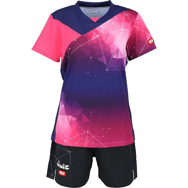 Retailer リテイラーのジュウイック JUIC レディース 卓球 半袖Tシャツ ゲームシャツ JUICコスモ・レイS ピンク ユニフォーム 試合 練習 JUC5708PI｜アングル3