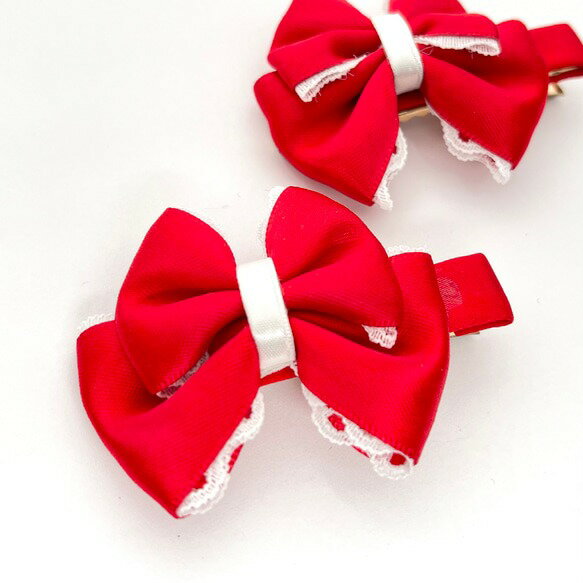 リボンヘアクリップ 赤 rb-11 【 ヘアクリップ カジュアル ギフト 誕生日 プレゼント おしゃれ かわいい おうち ポイント消化 ハンドメイド 人気 カラ...