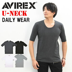 AVIREX(アビレックス) 5分袖 リブTシャツ Uネック 6193142