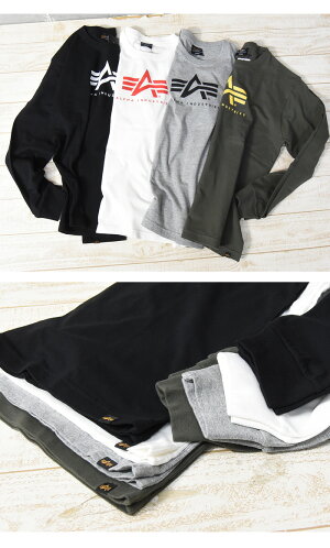 ALPHAINDUSTRIESアルファインダストリーズロゴプリント長袖TシャツA-MARKプリントTシャツメンズロンT長袖TシャツTC1340