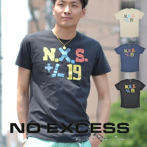 Rakuten - 【40％OFF・特価・SALE・セール】 NO EXCESS（ノーエクセス) 340314 ヴィンテージプリント 半袖Tシャツ クルーネック 【楽ギフ_包装】