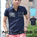 【40%OFF・送料無料・特価・SALE・セール】 NO EXCESS(ノーエクセス) 350215 半袖ポロシャツ アップリケ チェーン刺繍 【楽ギフ_包装】