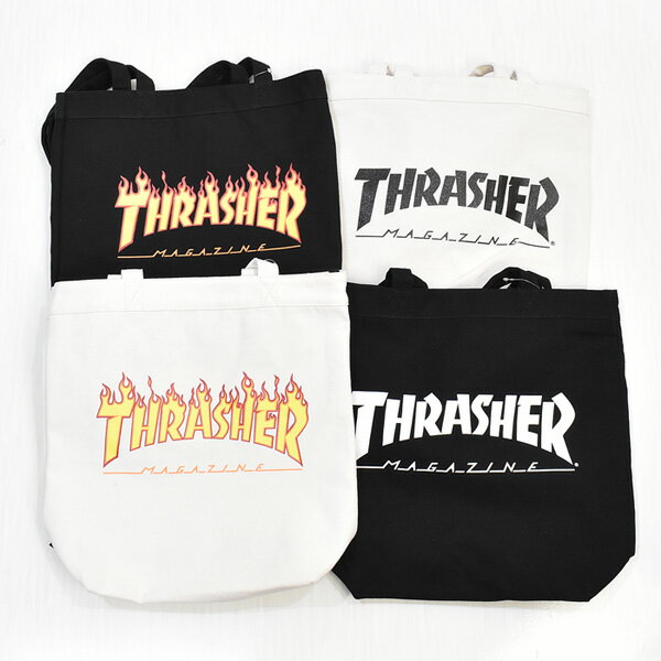 THRASHER スラッシャー ロゴプリント トートバッグ キャンバス 帆布 マグロゴ フレイムロゴ フレームロゴ メンズ THC800 THC-800