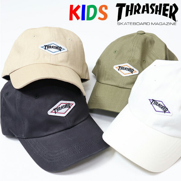 Rakuten - THRASHER スラッシャー キッズサイズ K-THR-C01K ロゴパッチ ベースボールキャップ 帽子 ジュニア 男の子 女の子 キャップ YOUTH ユースサイズ 子供用