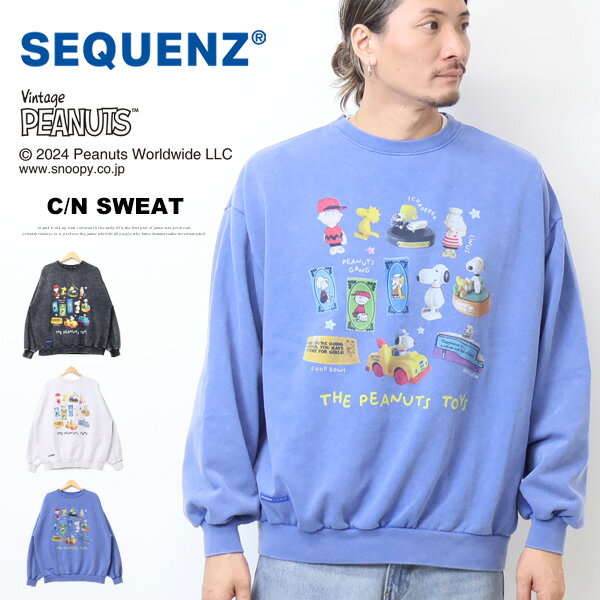 乐天商城 - SEQUENZ スヌーピー ヴィンテージトイズ クルーネックスウェット 裏起毛 トレーナー メンズ ビッグシルエット 送料無料 25370909