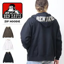 BEN DAVIS ベンデイビス フードロゴ スウェットジップパーカー 裏毛 メンズ ビッグシルエット フルジップパーカー スウェットパーカー フーディー ゴリラ ベンデビ 送料無料 25380035