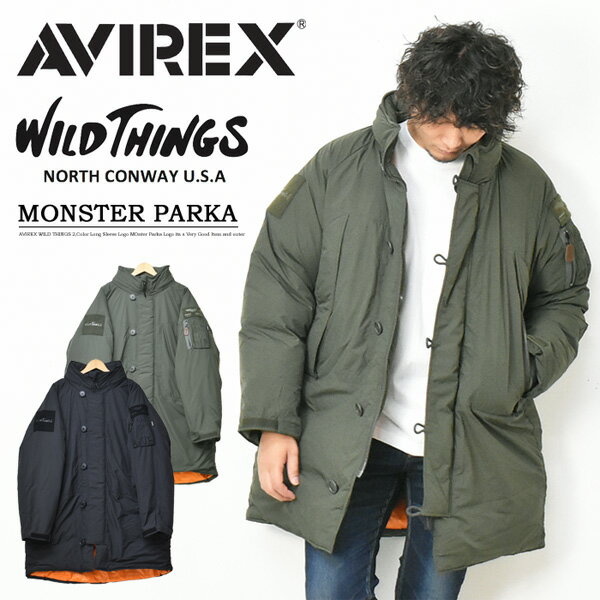 SALE セール AVIREX アヴィレックス WILD THINGS ワイルドシングス コラボ モンスターパーカー アウター メンズ ダウンジャケット 防寒 秋 冬 アビレックス 送料無料 6112180