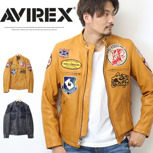 楽天REX ONE レックスワンAVIREX アヴィレックス パッチド ライダースジャケット レザージャケット 6121043 革ジャン メンズ ライトアウター シングル アビレックス 送料無料