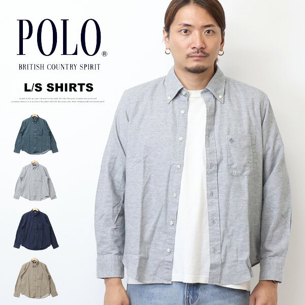 乐天商城 - POLO b.c.s ポロ 起毛素材 長袖シャツ メンズ 送料無料 NXE585