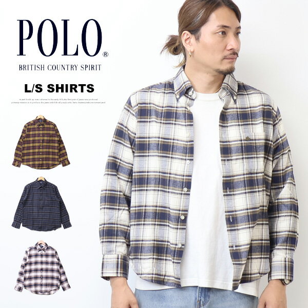 Rakuten - POLO b.c.s ポロ 起毛素材 チェック 長袖シャツ チェックシャツ メンズ 送料無料 NXE587