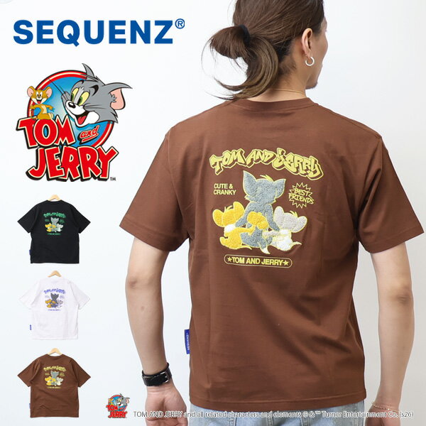 Rakuten - SEQUENZ トムとジェリー バック サガラ刺繍 半袖Tシャツ 半T メンズ トムジェリ 送料無料 26570901
