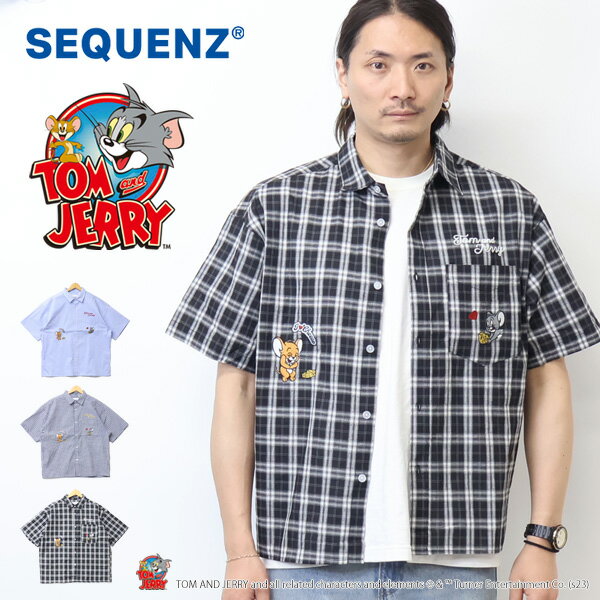Rakuten - SEQUENZ トムとジェリー 刺繍 半袖シャツ メンズ ビッグシルエット トムジェリ 送料無料 26570906