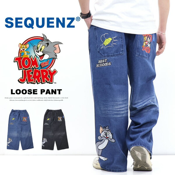 乐天商城 - SEQUENZ トムとジェリー ルーズデニムパンツ ジーンズ メンズ 送料無料 トムジェリ 26570907