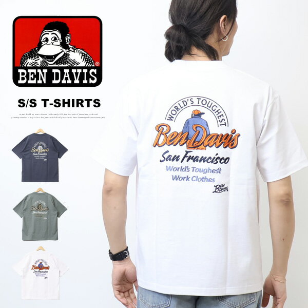 BEN DAVIS ベンデイビス 刺繍 半袖Tシャツ BD LABEL ビッグシルエット 半T メンズ ベンデビ ゴリラ 送料無料 26580010