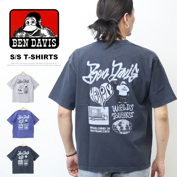Rakuten - BEN DAVIS ベンデイビス ヴィンテージ加工 プリント 半袖Tシャツ TAGGING ビッグシルエット 半T メンズ ベンデビ ゴリラ 送料無料 26580012