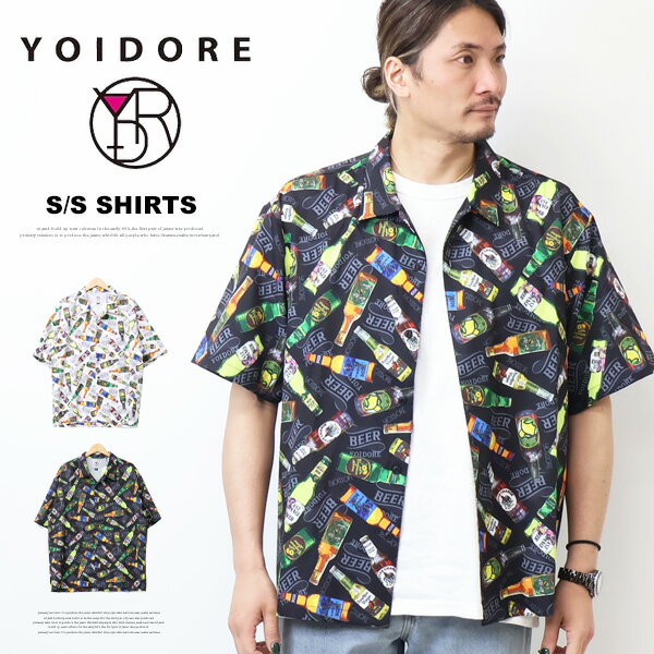 乐天商城 - YOIDORE 酔いどれ ヨイドレ 酒いっぱい 総柄 半袖シャツ アロハシャツ メンズ 送料無料 825701