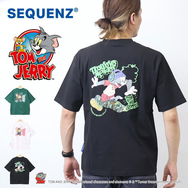 Character - SEQUENZ トムとジェリー ストリートコーデ バックプリント 半袖Tシャツ ビッグT 半T メンズ ビッグシルエット トムジェリ 送料無料 25570926